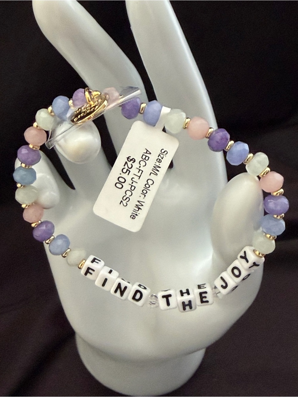 Little Words Project “Find The Joy” Beaded Stretch Bracelet